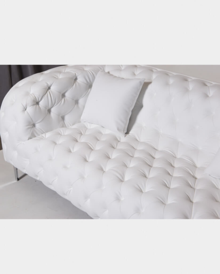 White Tufted Leather Sofa