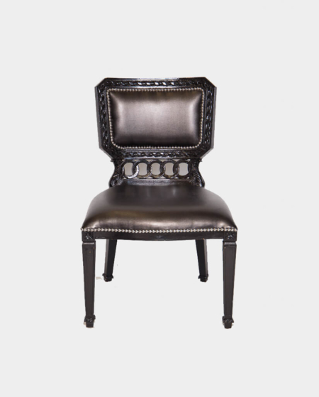 Vintage Dark Brown Wood and Leather Chair