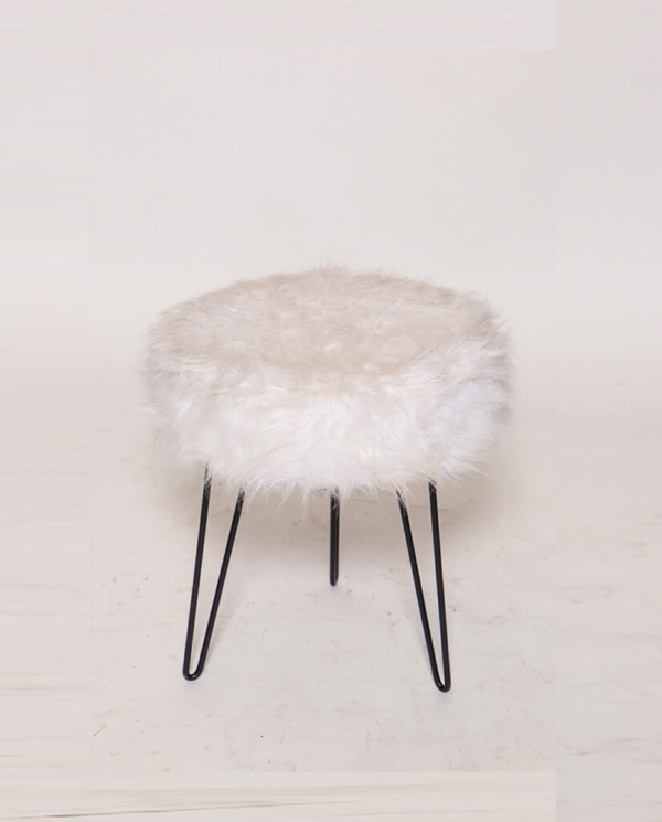 White Faux Fur Ottoman
