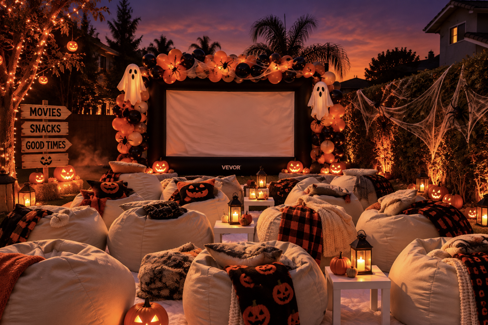 Halloween movie night atmosphere